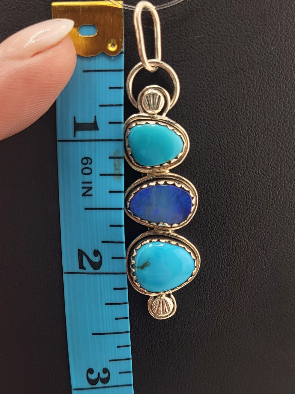 Turquoise, Australia Opal, and 925 Sterling Silver Pendant