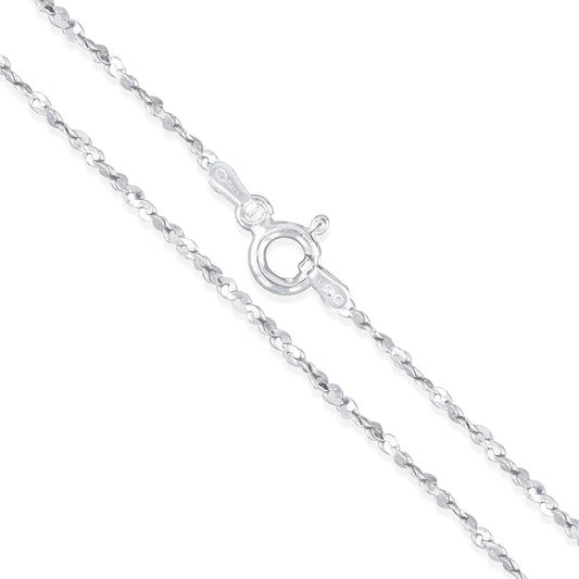 Serpentine - 1.6mm - Sterling Silver Serpentine Chain Necklace - 24in