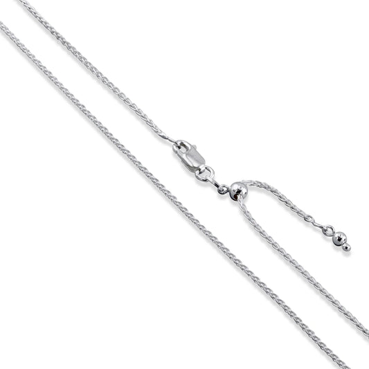 Wheat Adjustable - 1.2mm - Sterling Silver Wheat Adjustable Chain Necklace - 30in
