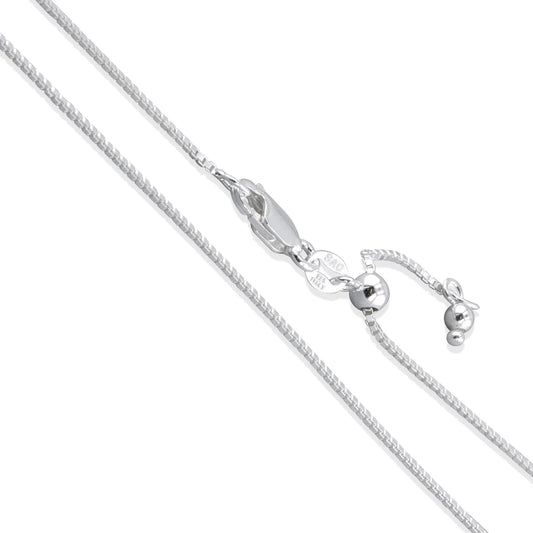 Box Adjustable - 0.8mm - Sterling Silver Box Adjustable Chain Necklace - 22in