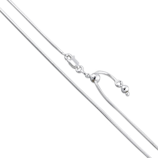 Snake Adjustable - 1.6mm - Sterling Silver Snake Adjustable Chain Necklace - 22in