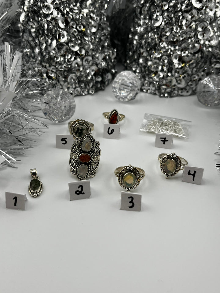 RESERVED FOR:  Flower & Moon Crystals -11/27/2024 - 10 Sterling Silver Items