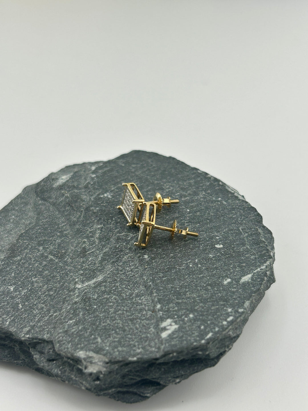 10K Gold Diamond Square Post-back Earrings