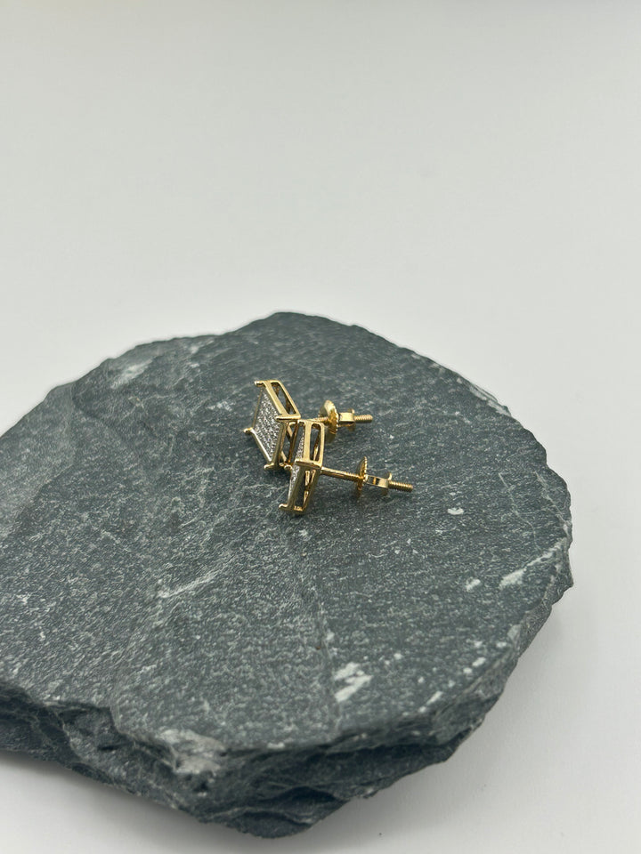 10K Gold Diamond Square Post-back Earrings