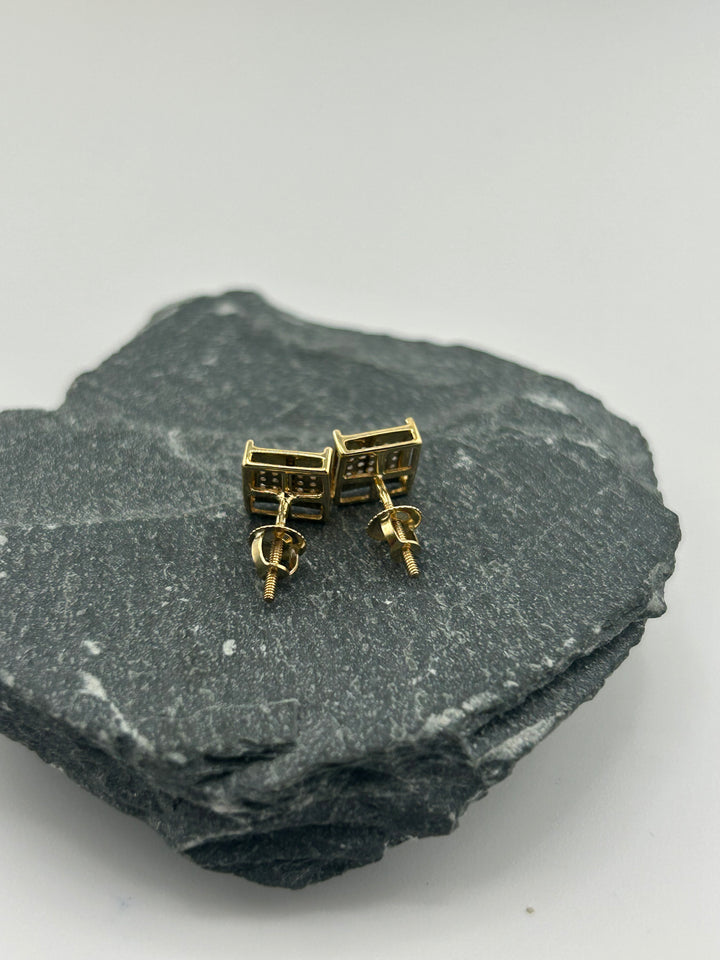 10K Gold Diamond Square Post-back Earrings