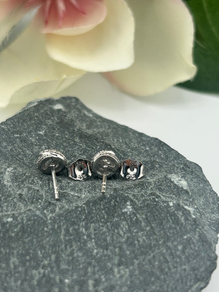 10k White Gold Diamond Post-back Earrings