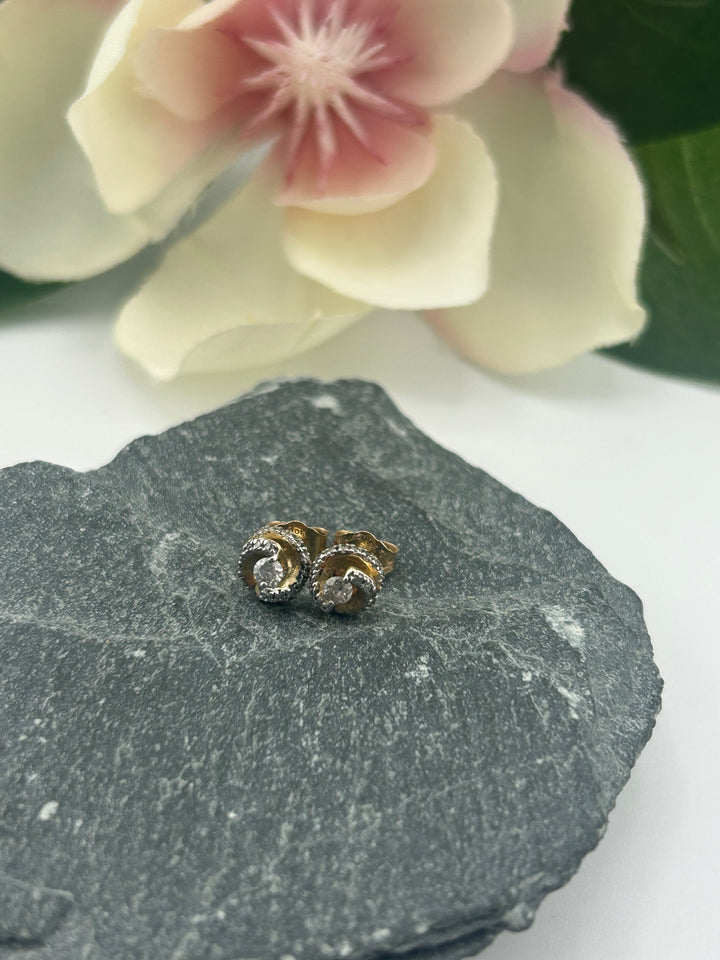 10K Gold Diamond Post-back Earrings