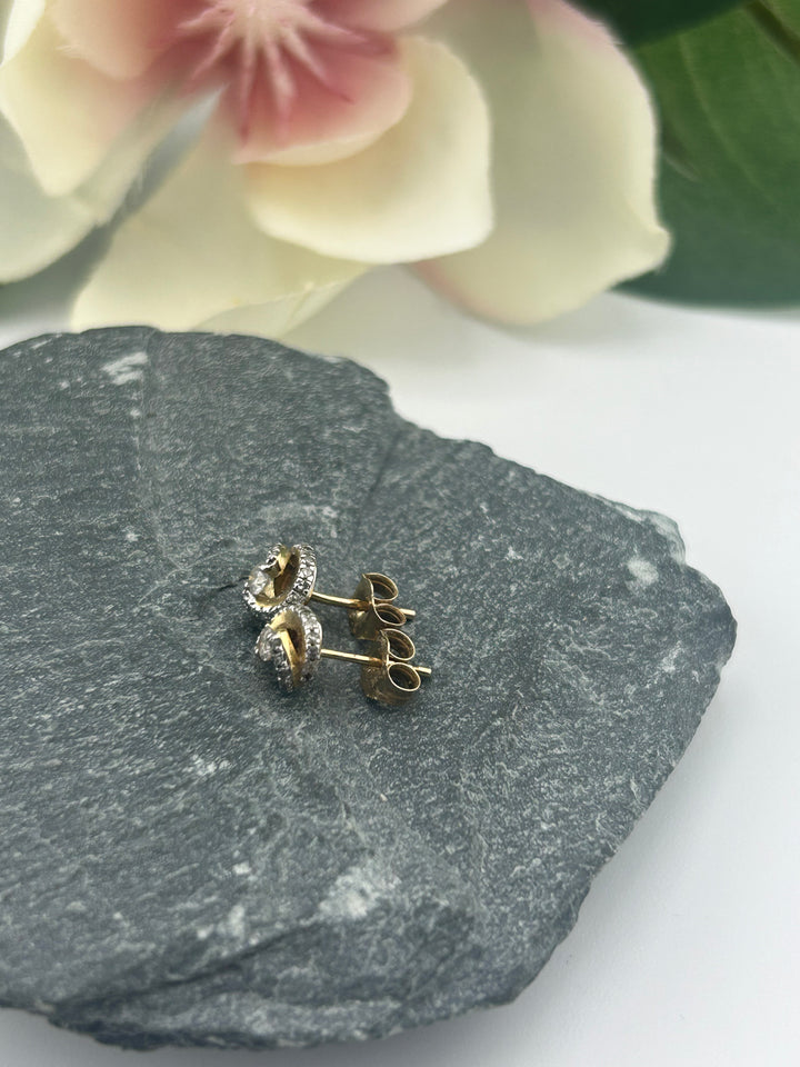 10K Gold Diamond Post-back Earrings