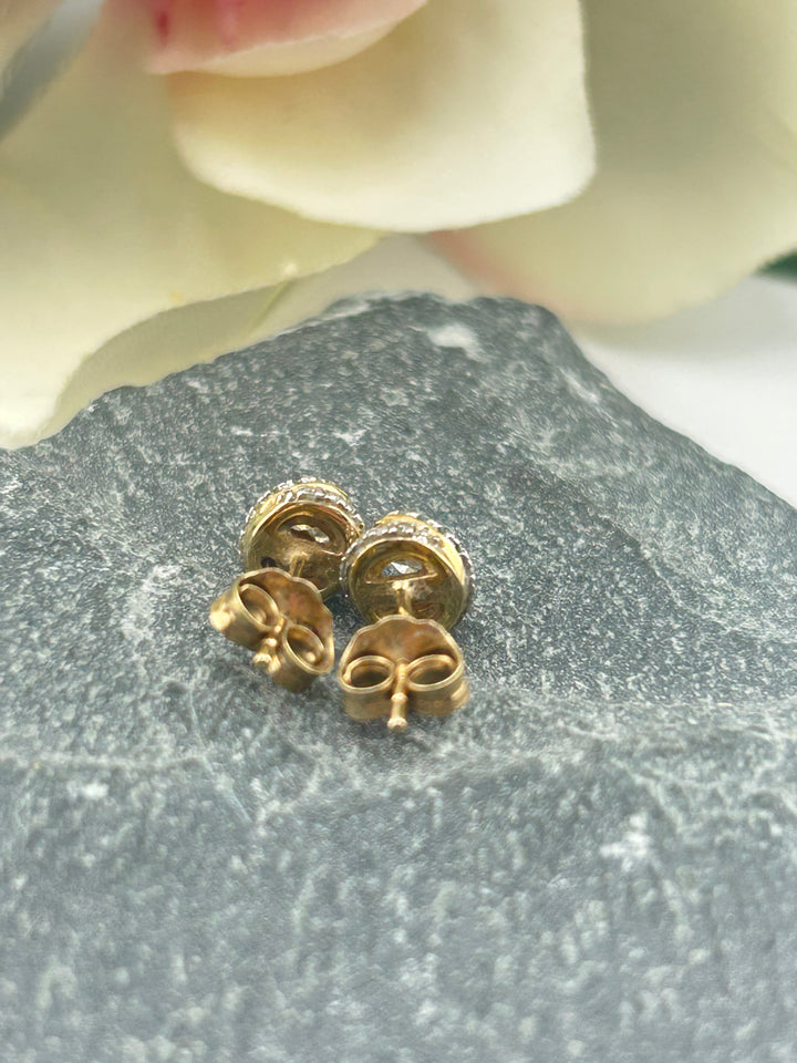 10K Gold Diamond Post-back Earrings