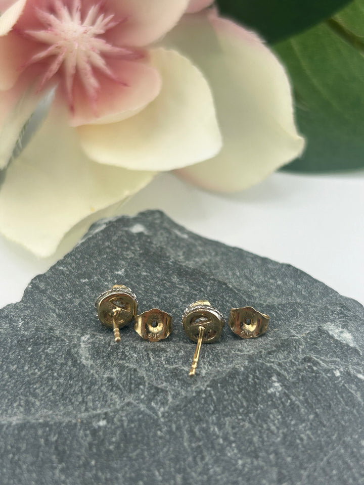 10K Gold Diamond Post-back Earrings