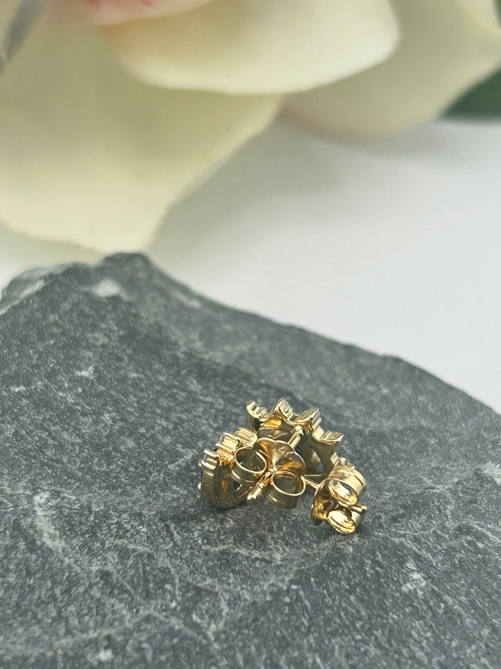 14K Gold Diamond & Sapphire Post-back Earrings