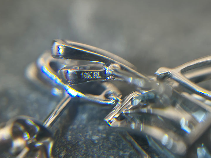 10K White Gold Diamond & Blue Topaz Post-back Earrings