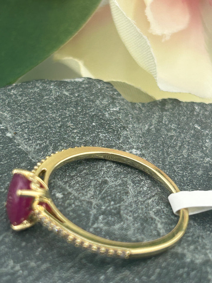 10K Gold Diamond & Ruby Ring
