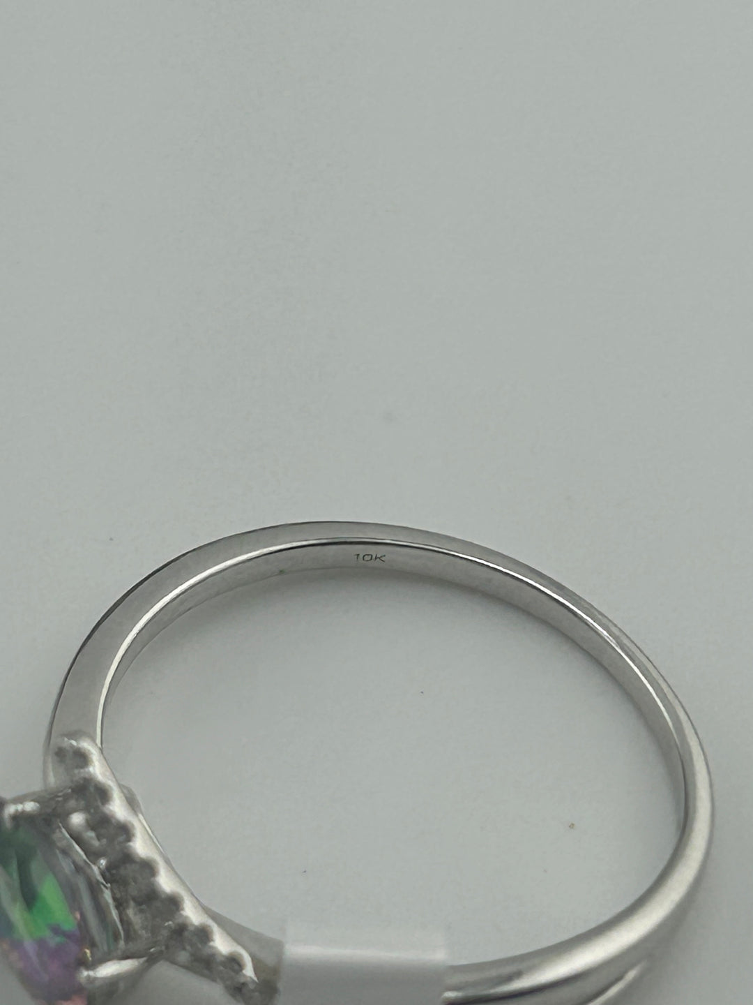 10K White Gold Diamond & Mystic Topaz Ring