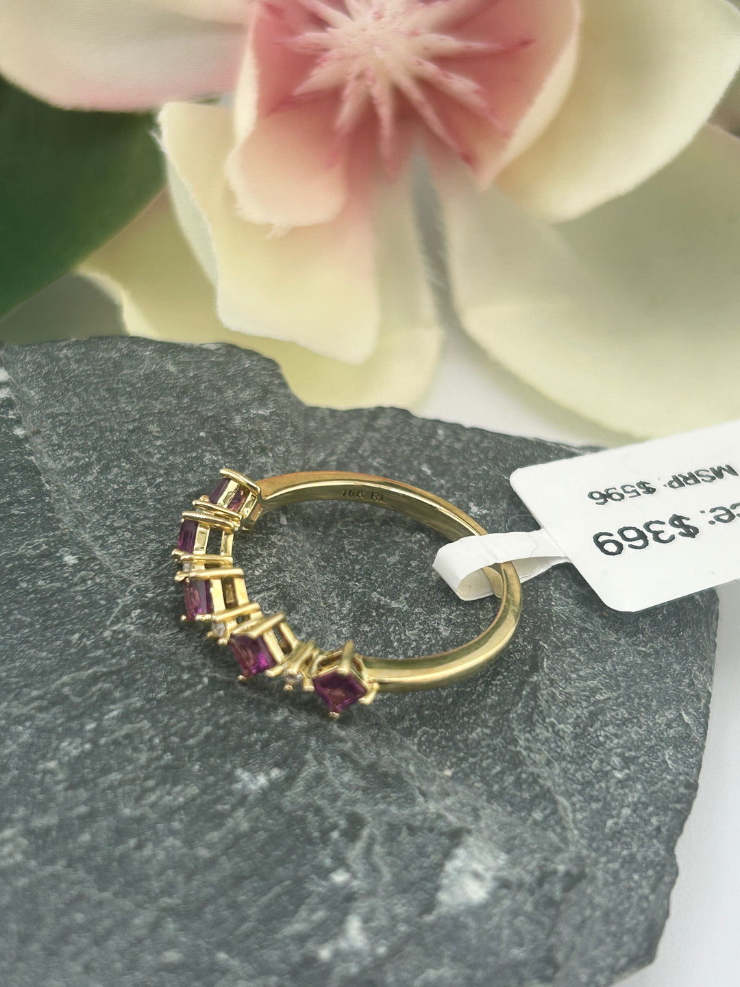10K Gold Diamond & Multi-Stone Rhodolite Ring