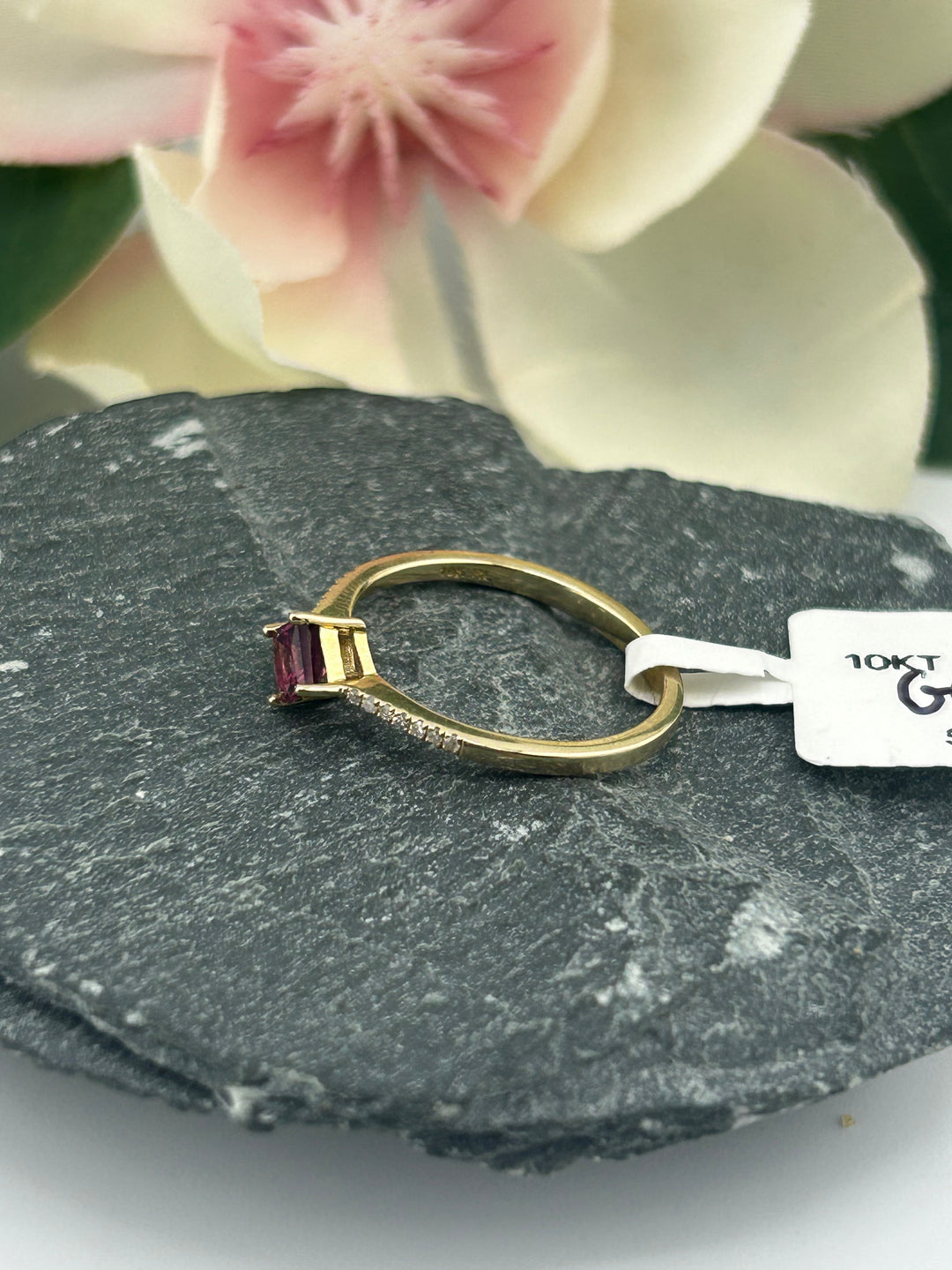 10K Gold Diamond & Rhodolite Ring