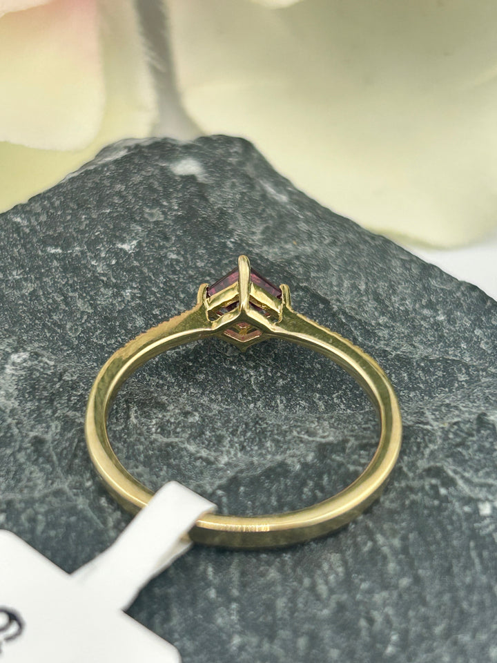 10K Gold Diamond & Rhodolite Ring
