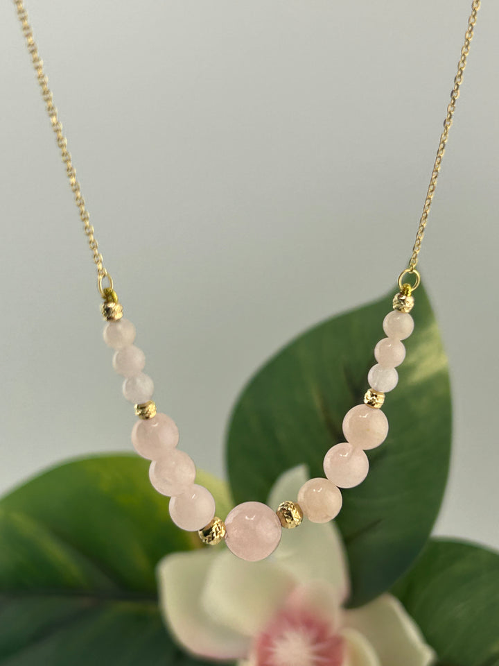 14K Gold Diamond & Morganite Necklace