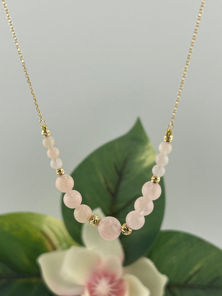 14K Gold Diamond & Morganite Necklace