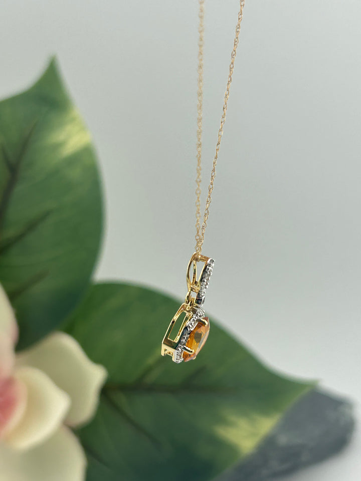 10K Gold Diamond & Citrine Necklace