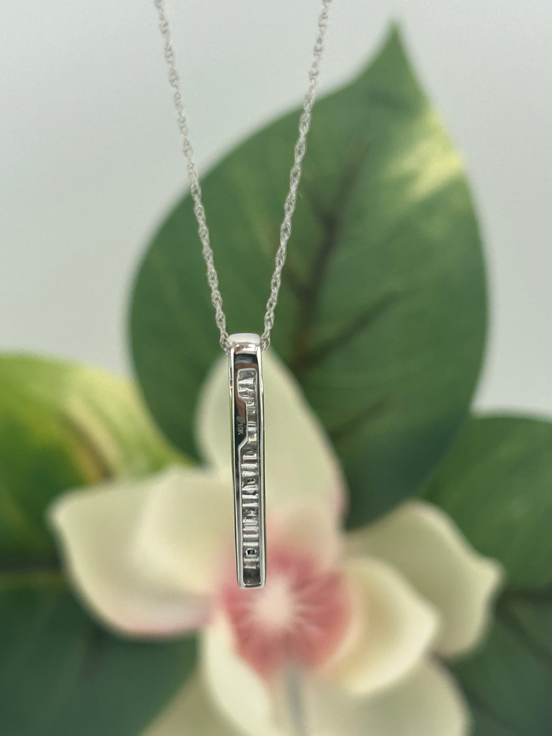 10K White Gold Diamond Necklace