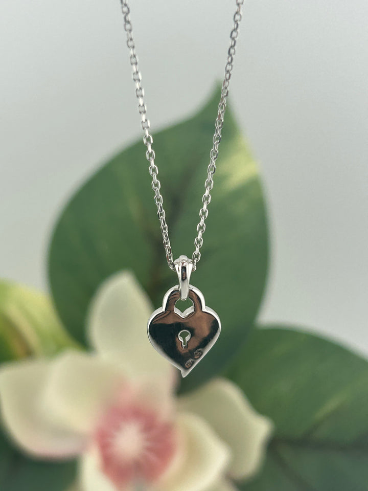 10K White Gold Diamond Heart Necklace