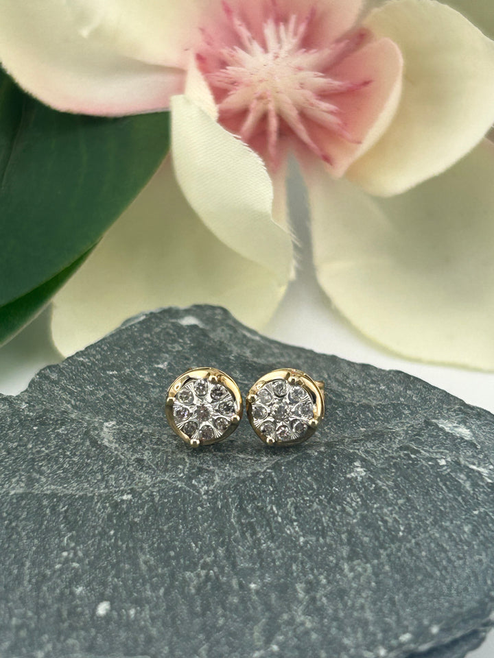 10K Gold & Diamond Post-back Earrings