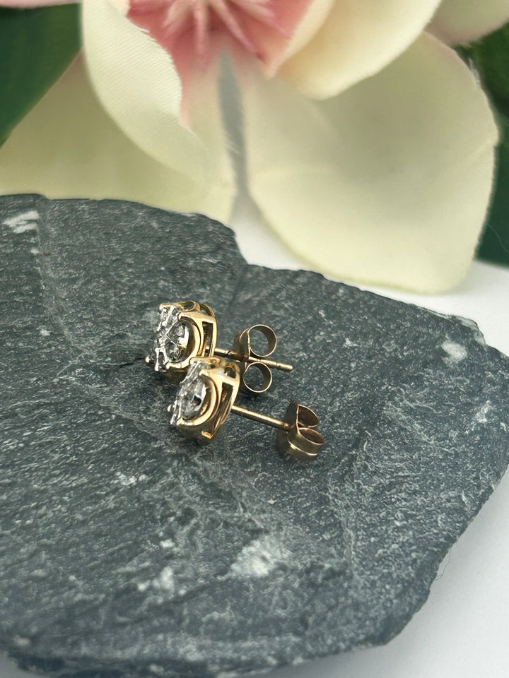 10K Gold & Diamond Post-back Earrings
