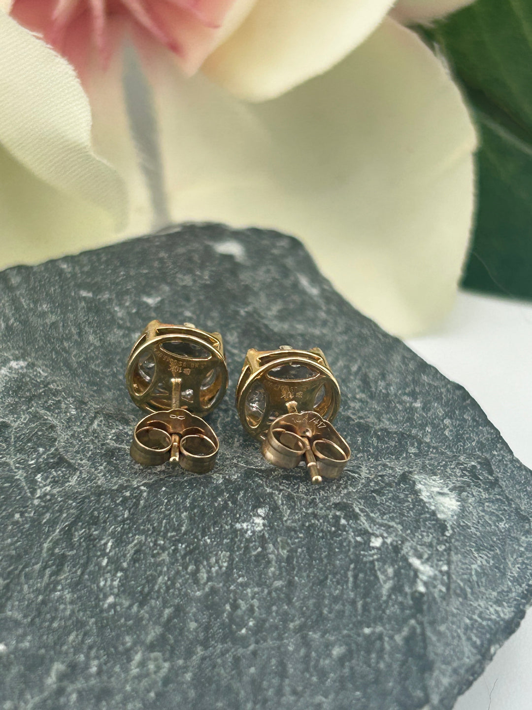 10K Gold & Diamond Post-back Earrings