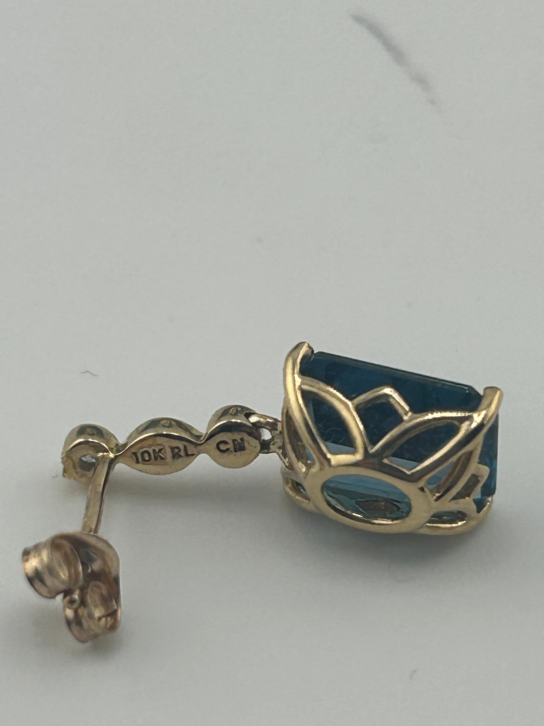 10K Gold Diamond & London Blue Topaz Post-back Earrings