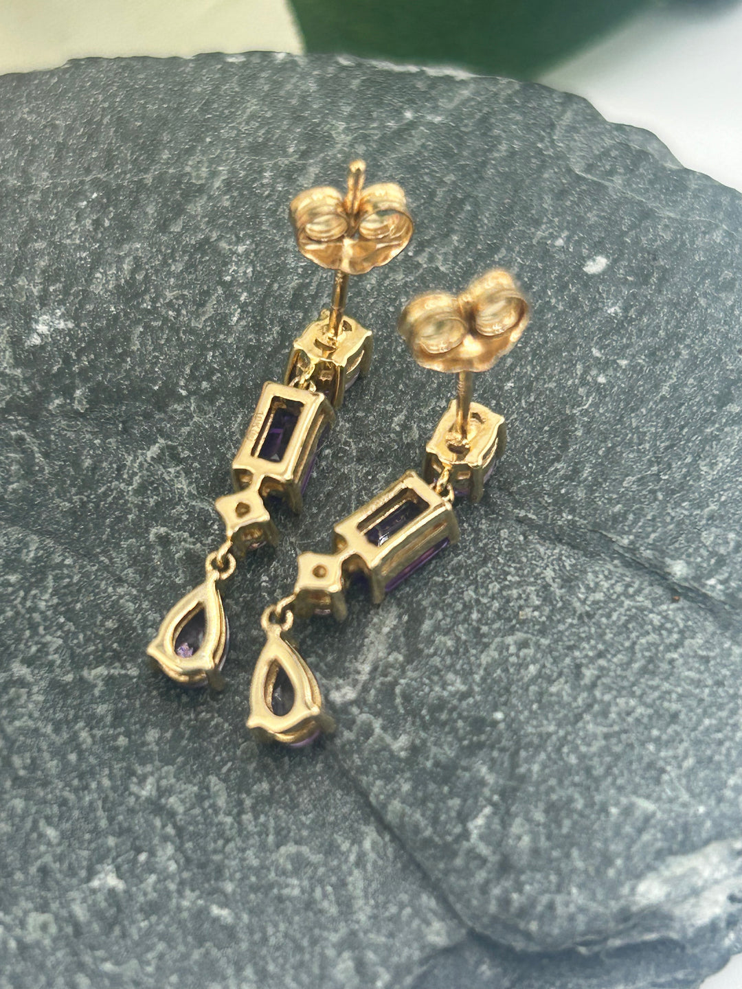 10K Gold & Amethyst Post-back Earrings