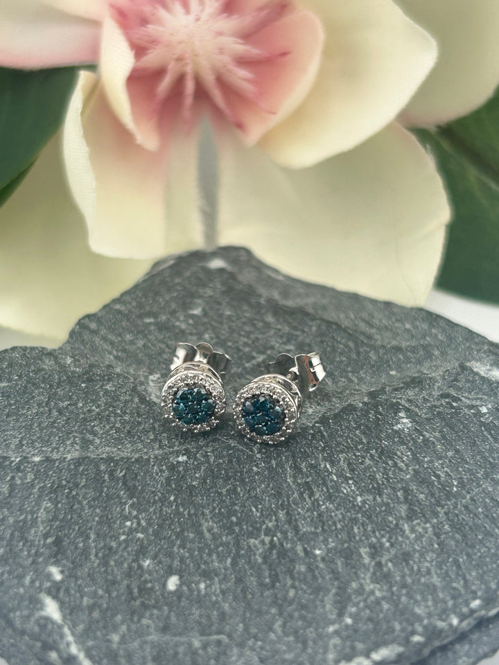 10K White Gold & Diamond Post-back Earrings