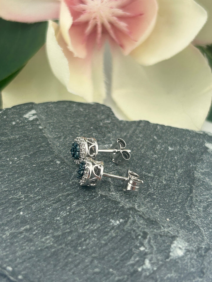 10K White Gold & Diamond Post-back Earrings