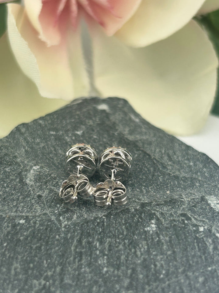 10K White Gold & Diamond Post-back Earrings