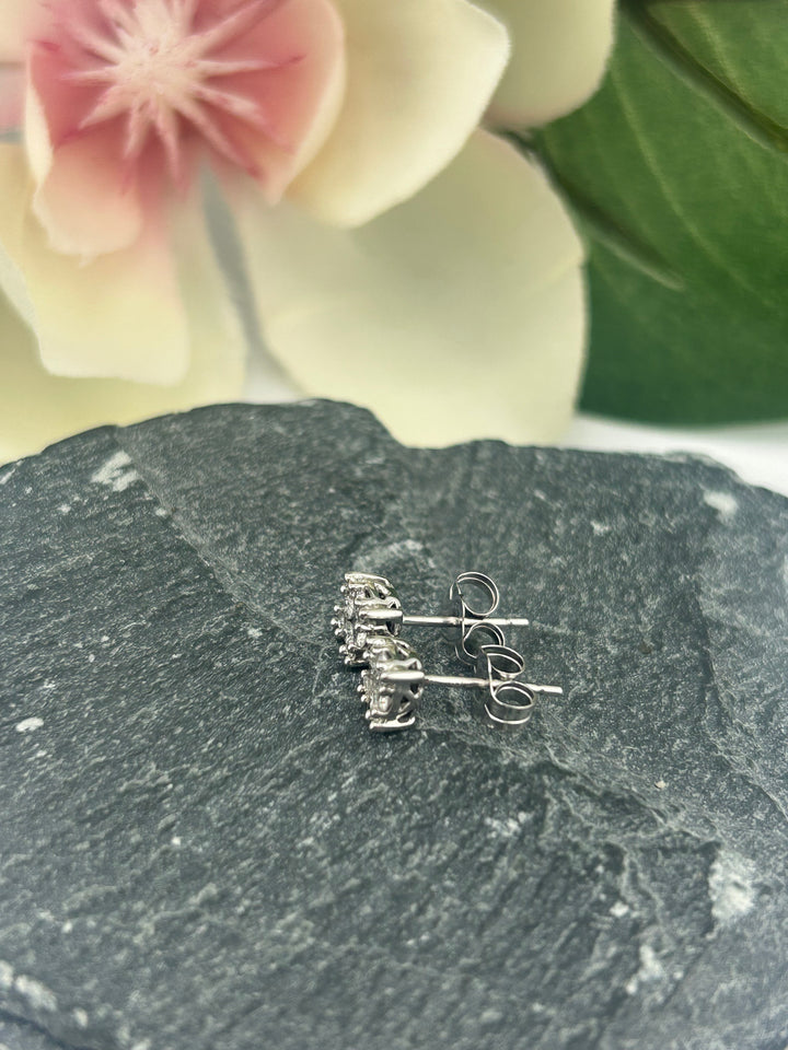 10K White Gold & Diamond Post-back Earrings