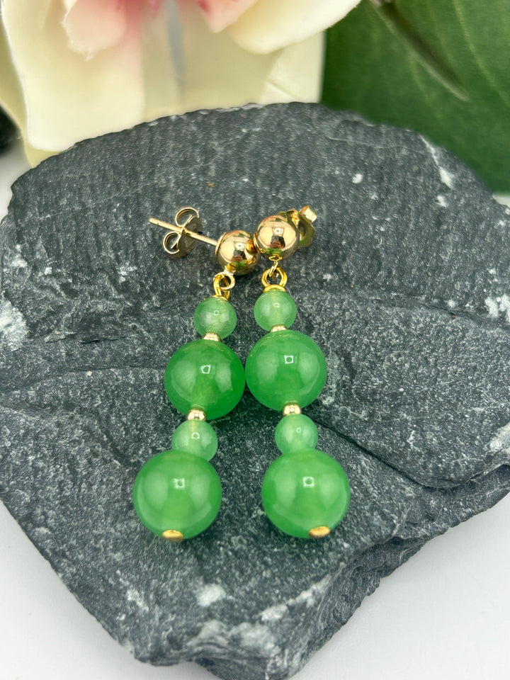14K Gold and Jade Post-back Earrings