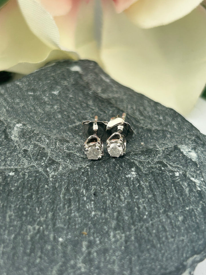 10K White Gold and Diamond Post-back Earrings