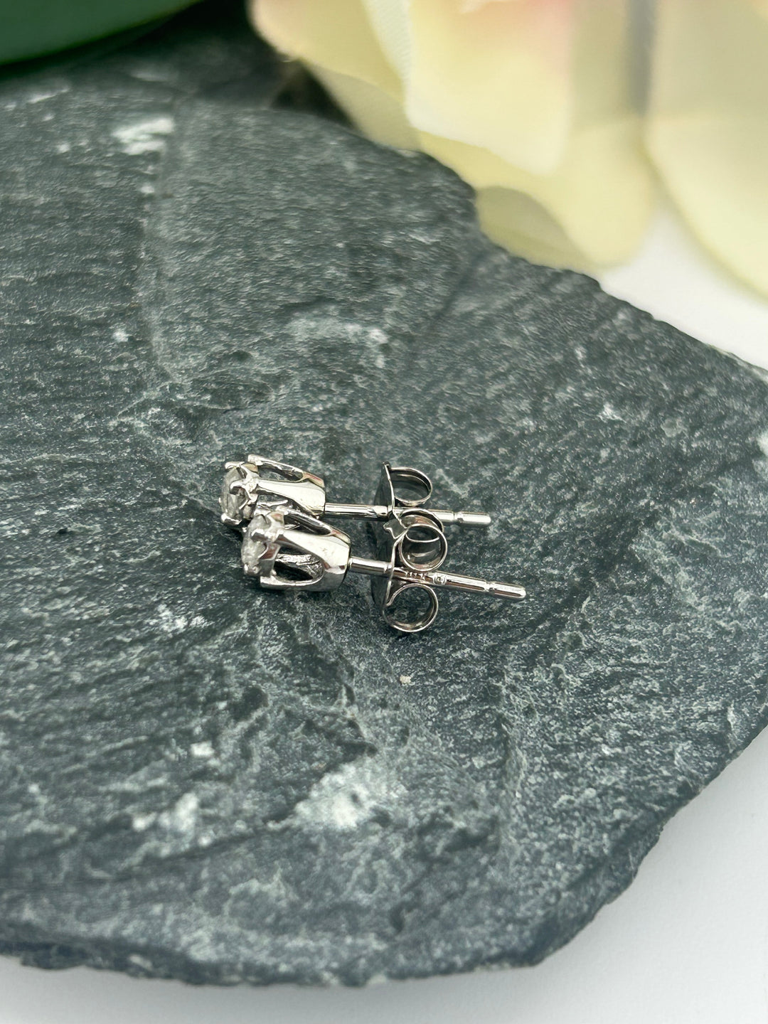 10K White Gold and Diamond Post-back Earrings