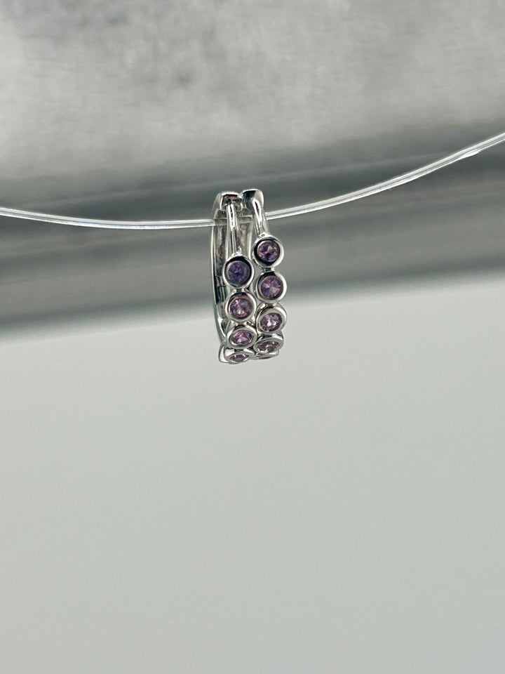 10K White Gold and Pink Sapphire Hoop Earrings
