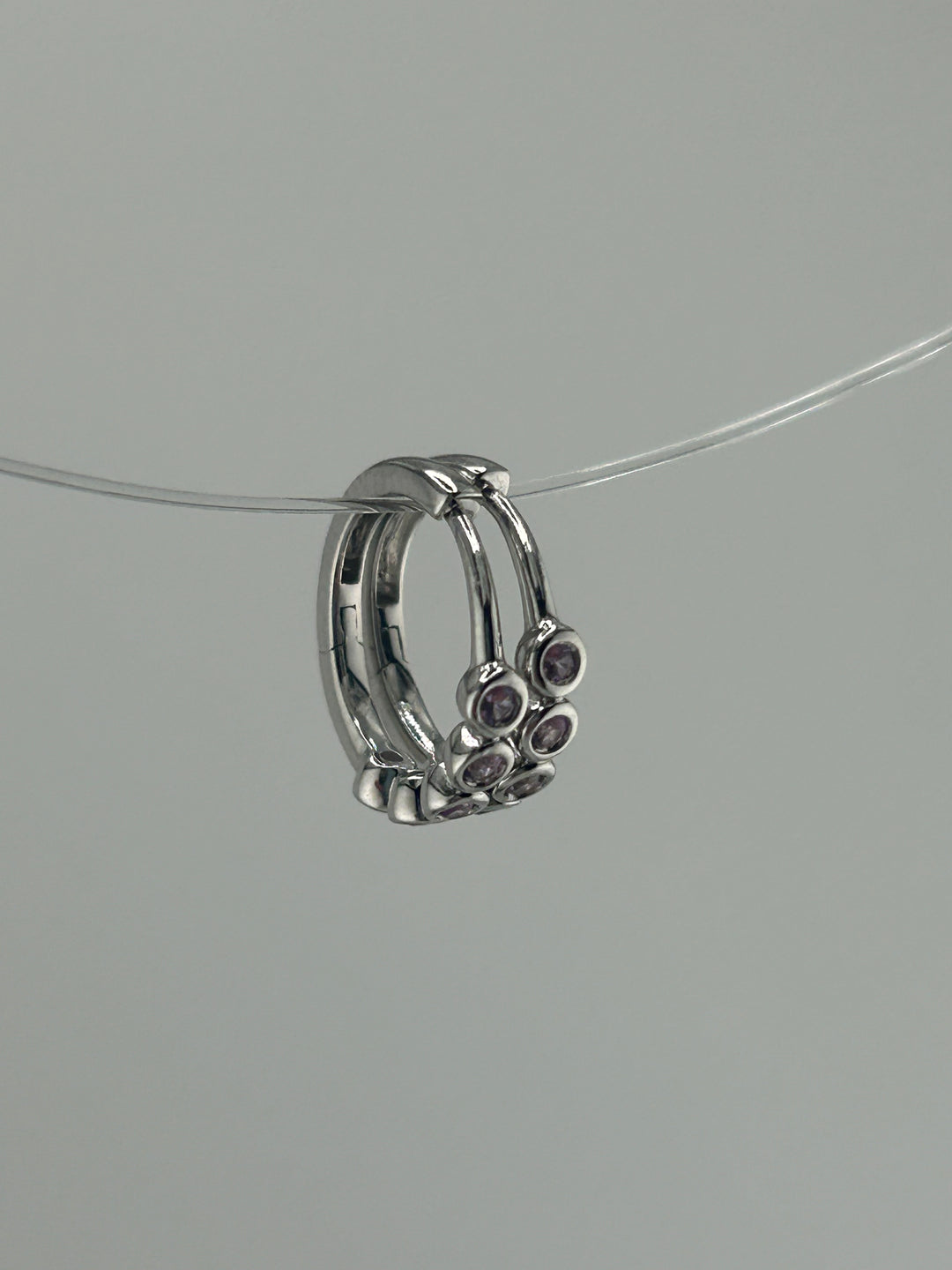 10K White Gold and Pink Sapphire Hoop Earrings