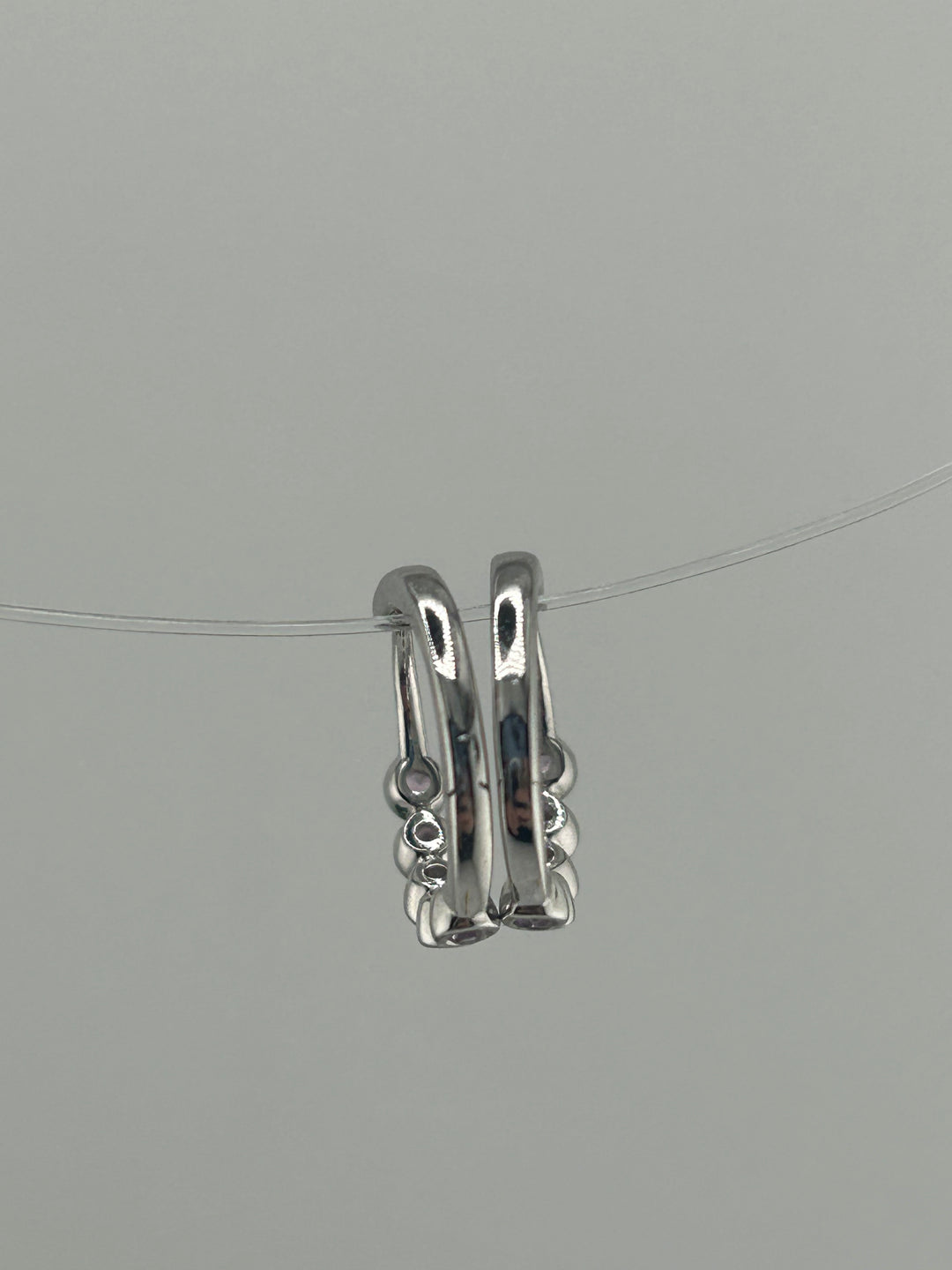 10K White Gold and Pink Sapphire Hoop Earrings