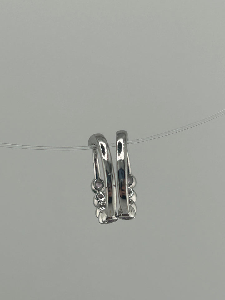 10K White Gold and Pink Sapphire Hoop Earrings