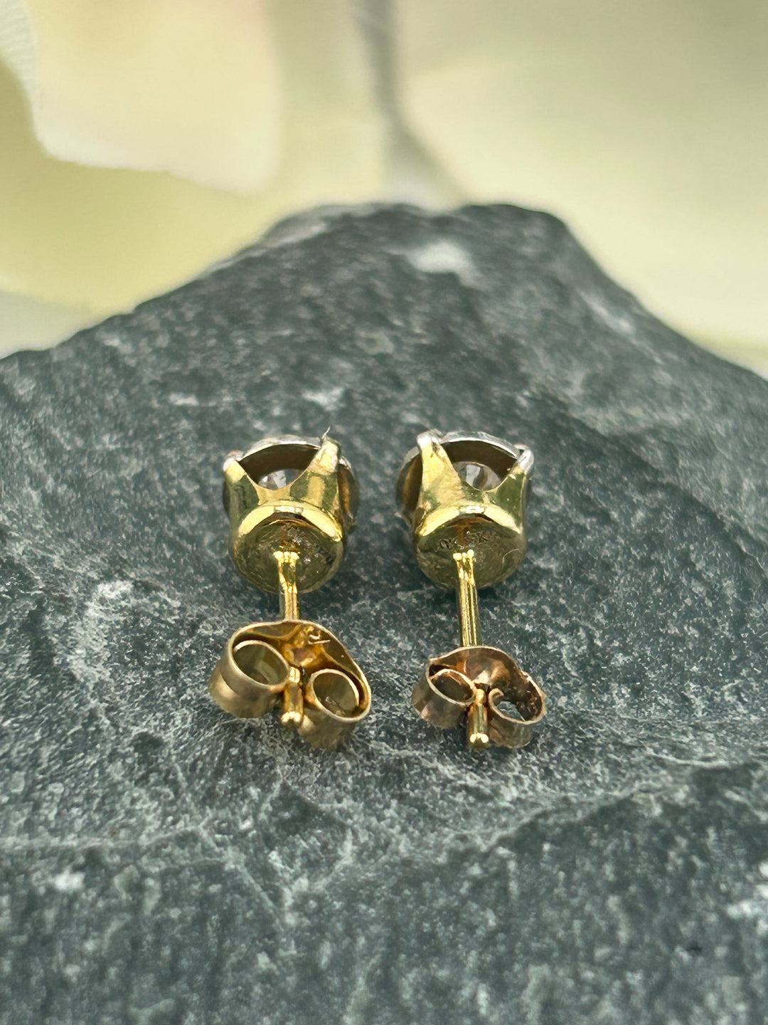 10K Gold & White Gold Diamond Post-back Earrings