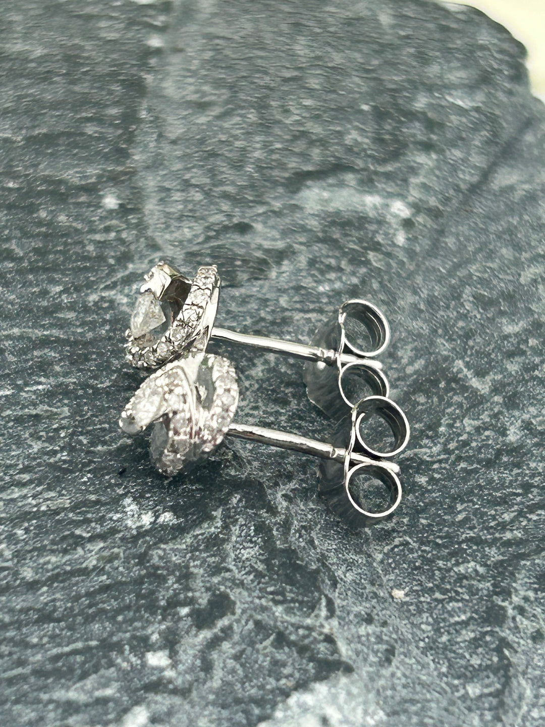 10K White Gold & Diamond Post-back Earrings