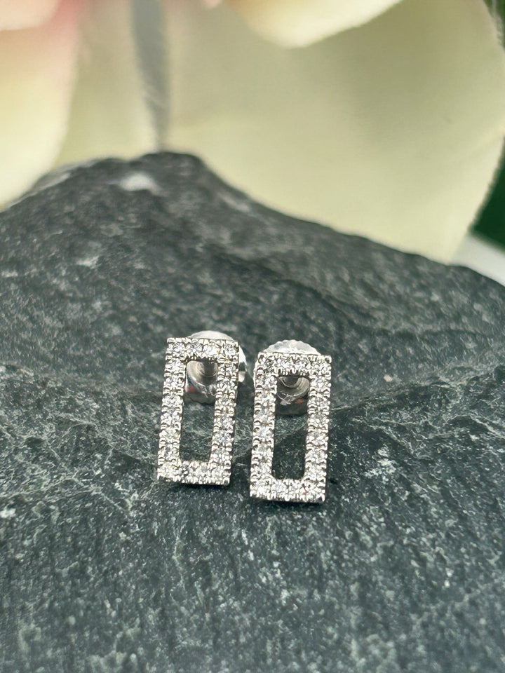 10K White Gold & Diamond Post-back Earrings