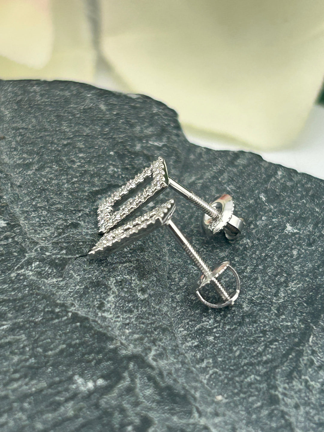 10K White Gold & Diamond Post-back Earrings