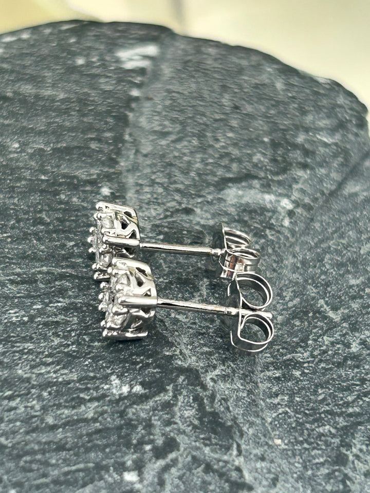 10K White Gold & Diamond Post-back Earrings