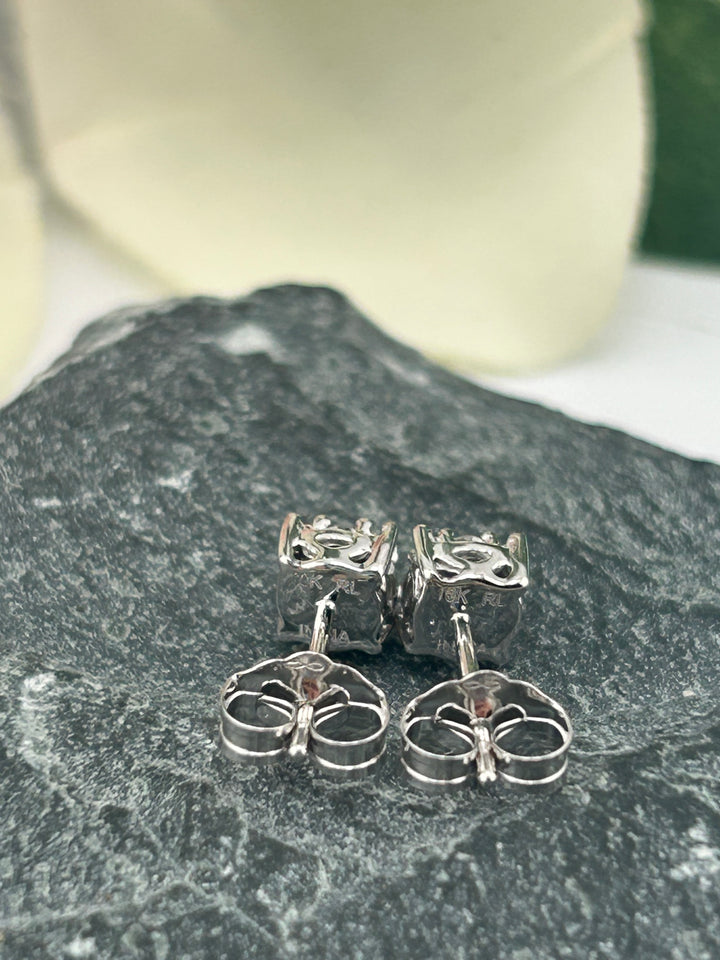 10K White Gold & Diamond Post-back Earrings