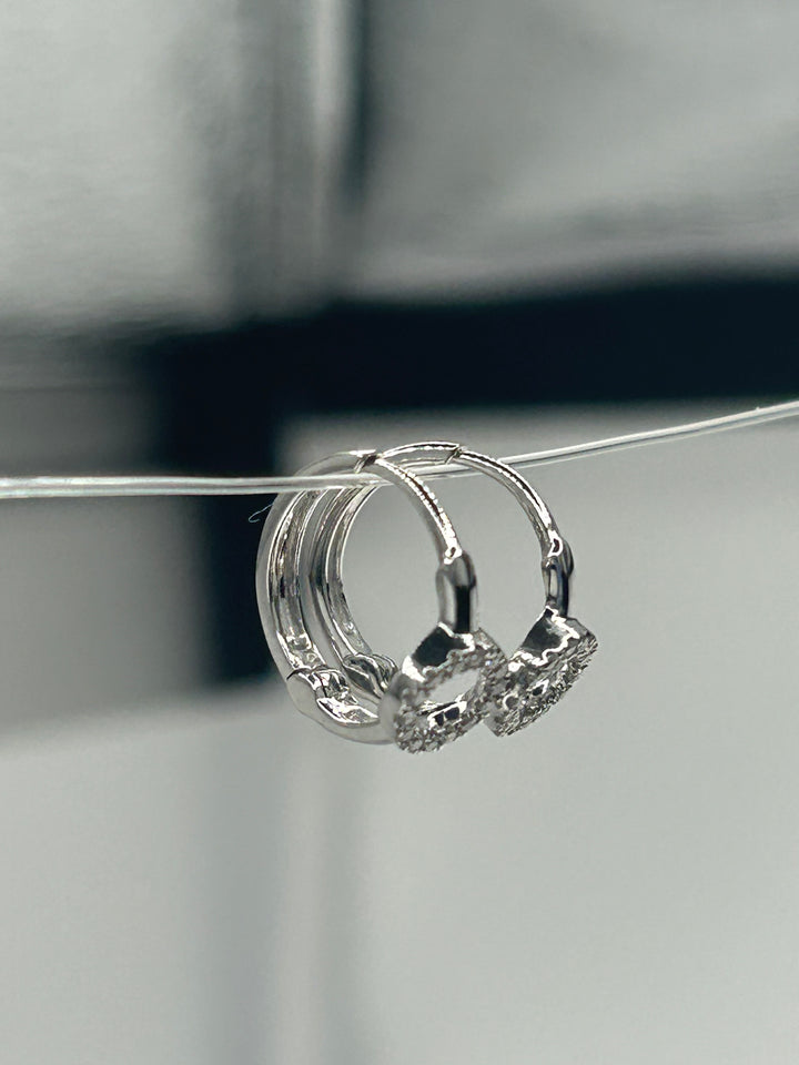 10K White Gold & Diamond Hoop Earrings