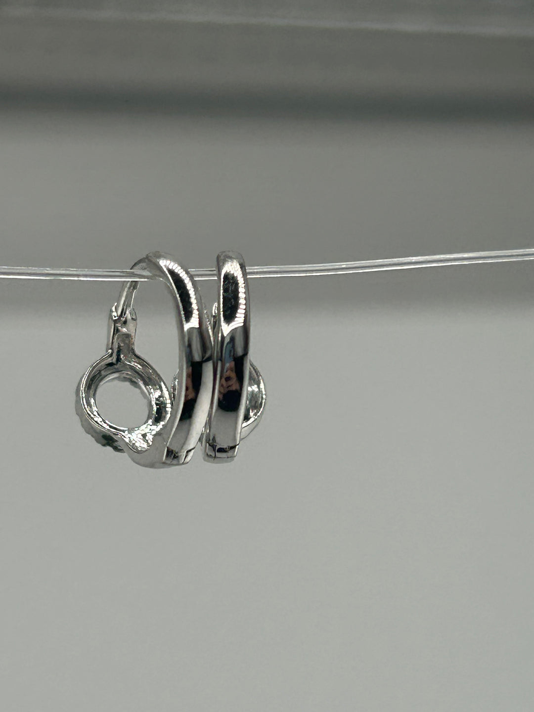 10K White Gold & Diamond Hoop Earrings